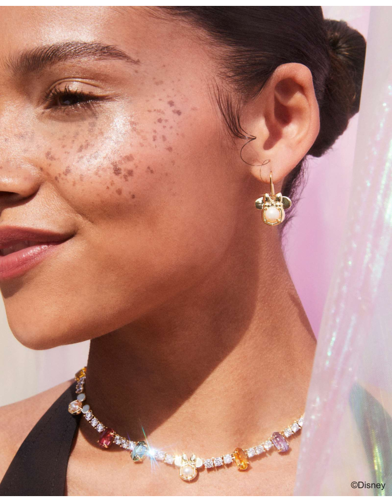 KENDRA SCOTT DESIGN Disney x Kendra Scott Gold Minnie Mouse Drop Earrings in Freshwater Cultured Pearl