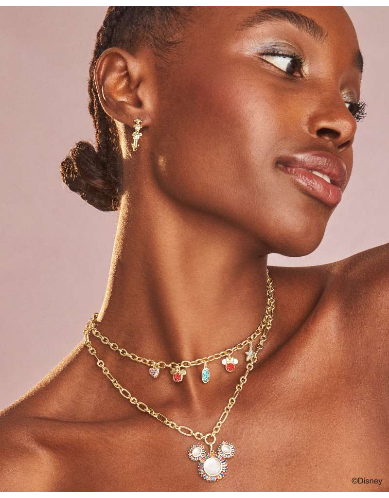 KENDRA SCOTT DESIGN Disney x Kendra Scott Gold Mickey Mouse and Minnie Mouse Huggie Earrings in White CZ