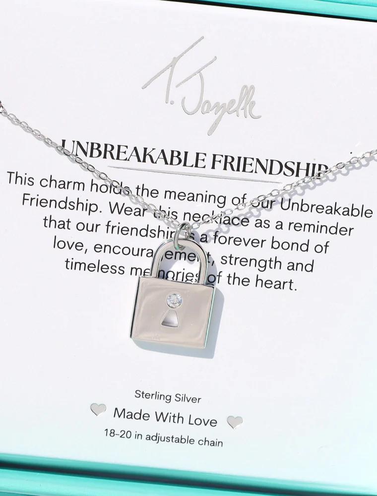 TJAZELLE Unbreakable Friendship Charm Necklace in Silver