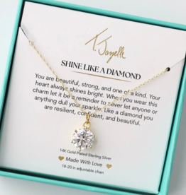 TJAZELLE Shine Like A Diamond Charm Necklace in Gold