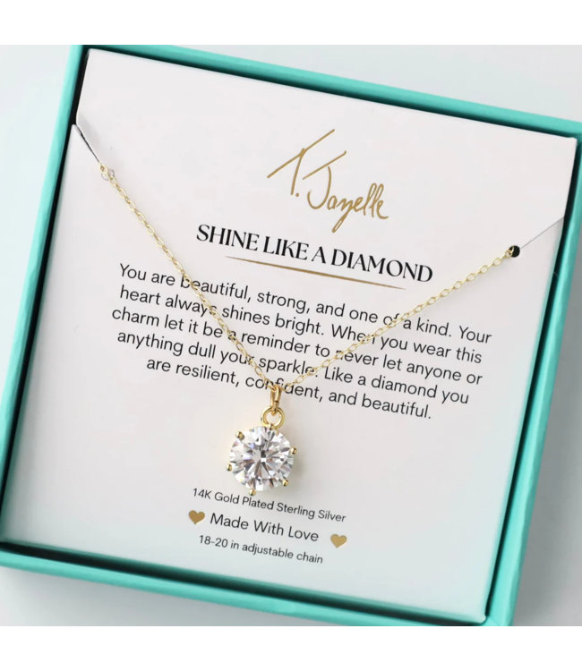 Shine Like A Diamond Charm Necklace in Gold