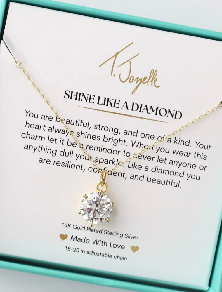 TJAZELLE Shine Like A Diamond Charm Necklace in Gold