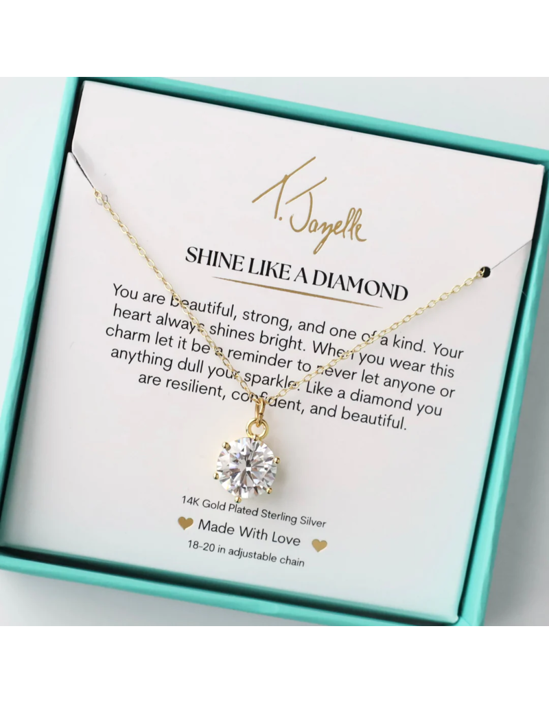 TJAZELLE Shine Like A Diamond Charm Necklace in Gold