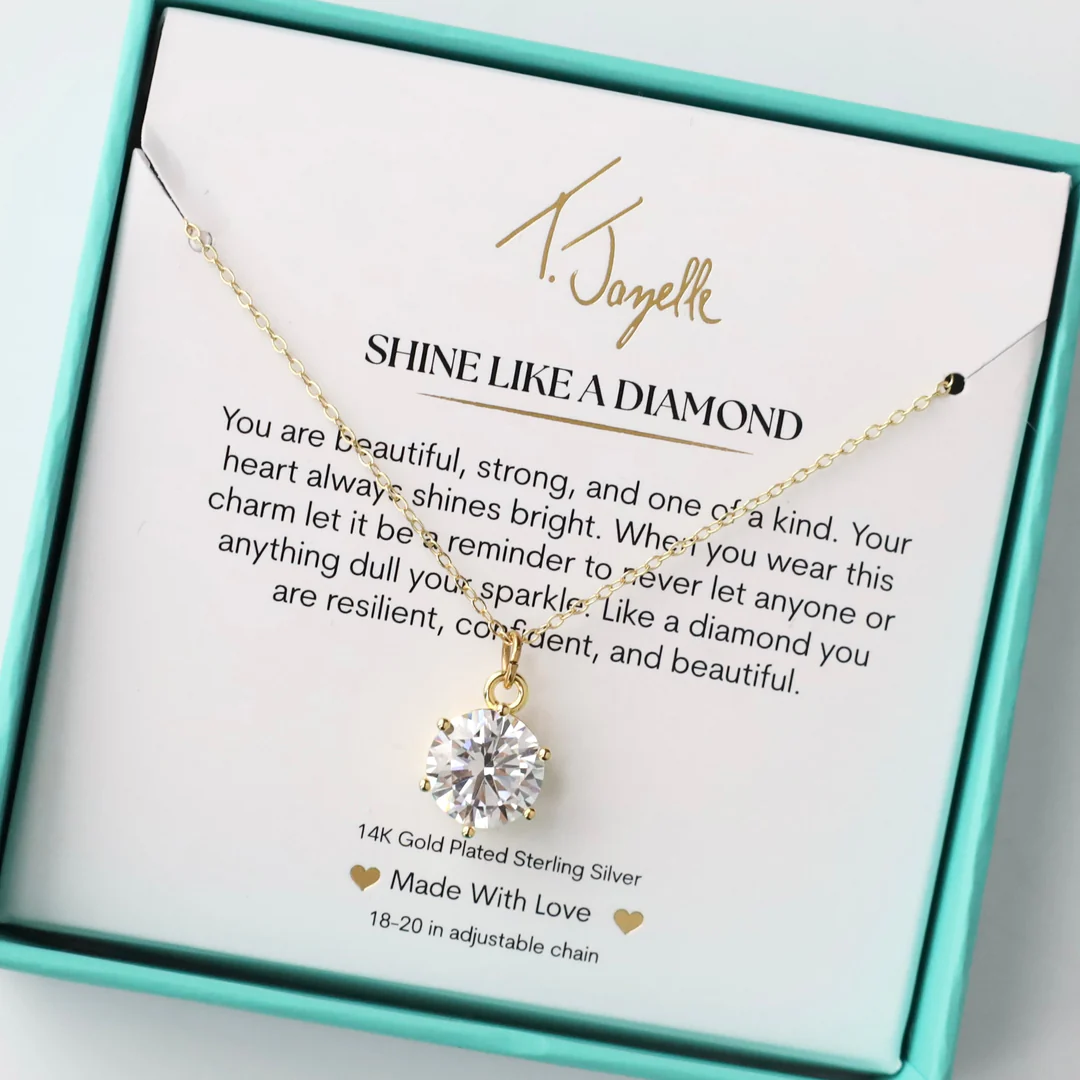 TJAZELLE Shine Like A Diamond Charm Necklace in Gold
