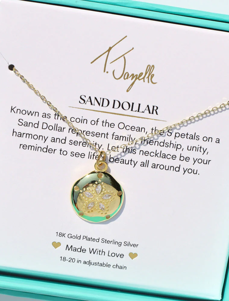 TJAZELLE Sand Dollar Charm Necklace in Gold