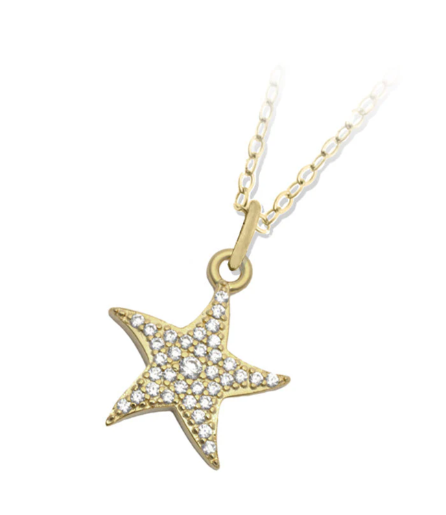 Starfish Charm Necklace in Gold