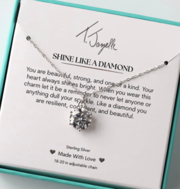 TJAZELLE Shine Like A Diamond Charm Necklace in Silver