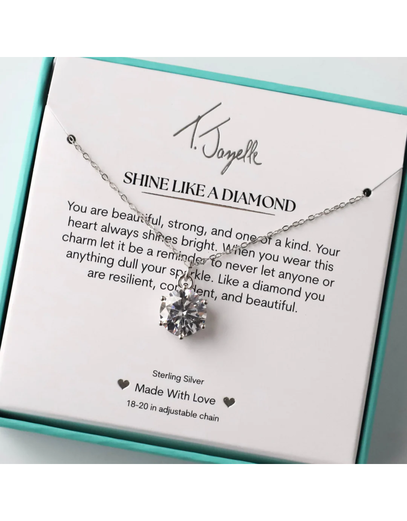TJAZELLE Shine Like A Diamond Charm Necklace in Silver