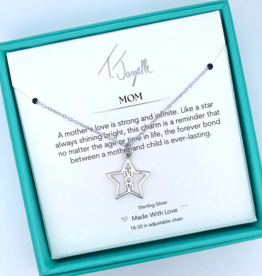 TJAZELLE Mom Star Charm Necklace in Silver