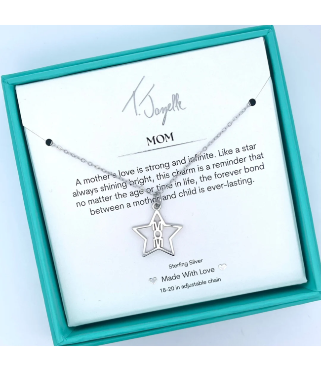 Mom Star Charm Necklace in Silver