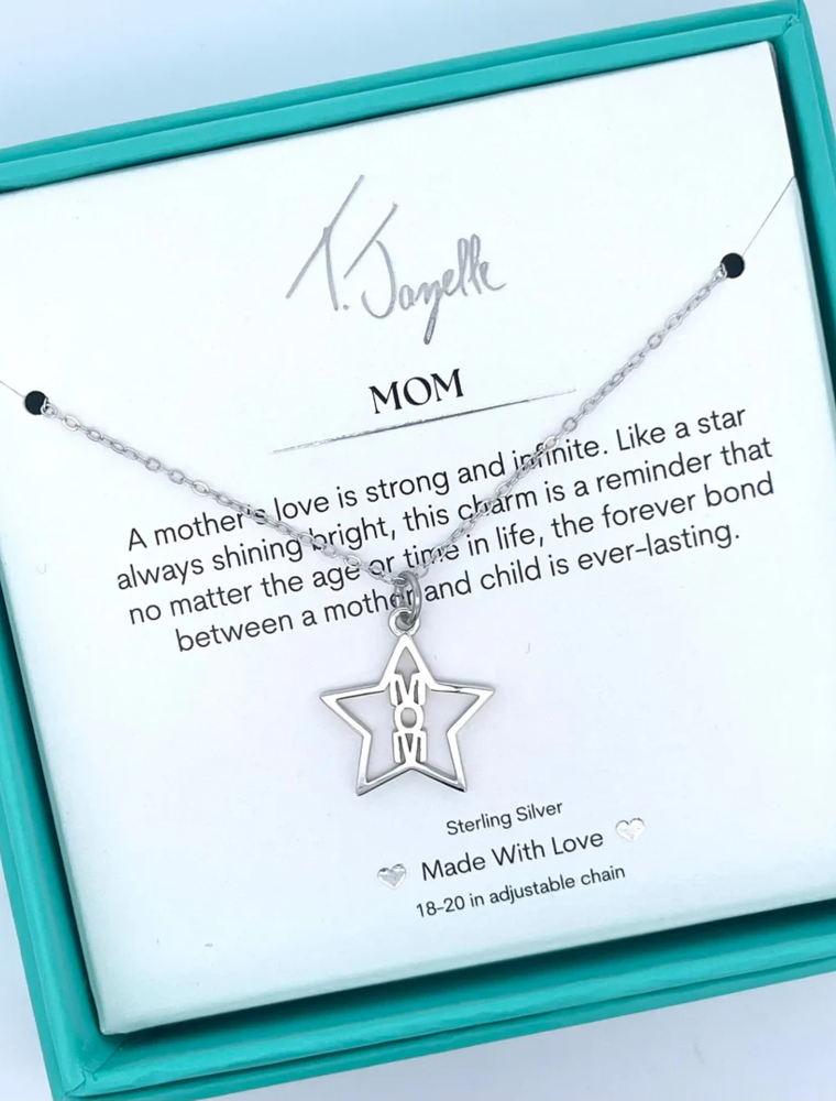 TJAZELLE Mom Star Charm Necklace in Silver