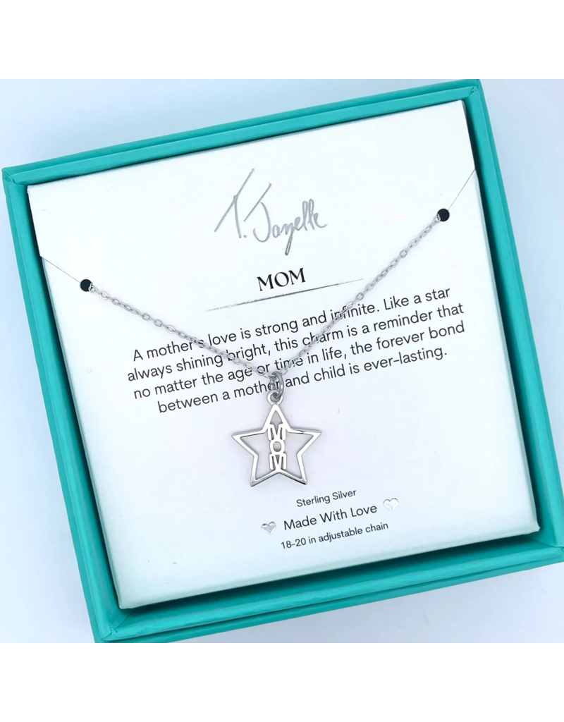 TJAZELLE Mom Star Charm Necklace in Silver