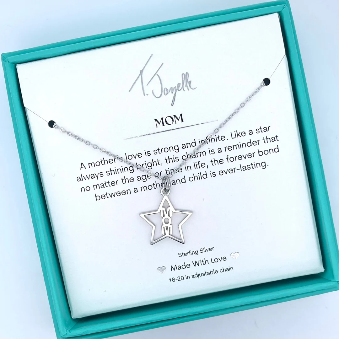 TJAZELLE Mom Star Charm Necklace in Silver