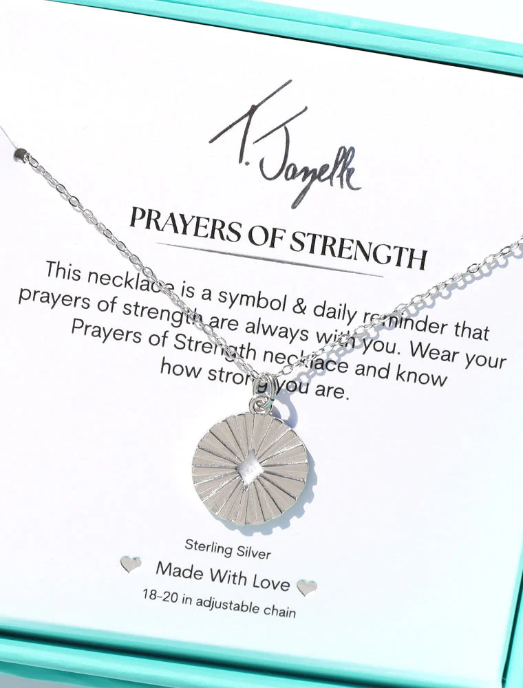 TJAZELLE Prayers of Strength Charm Necklace in Silver