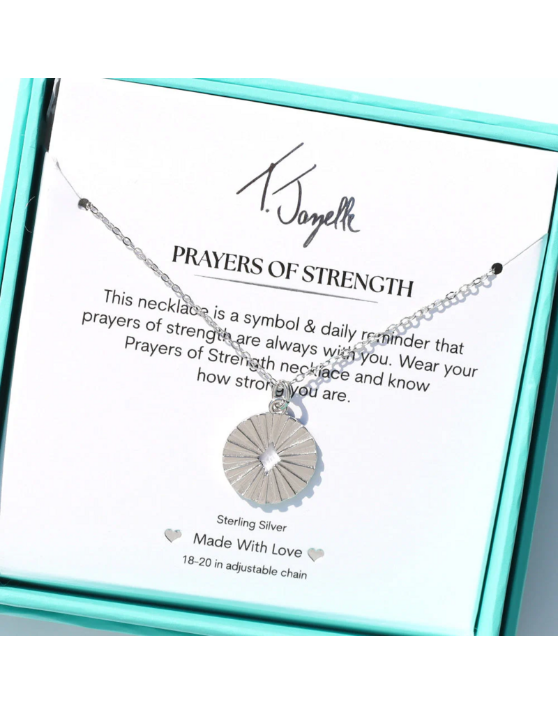 TJAZELLE Prayers of Strength Charm Necklace in Silver