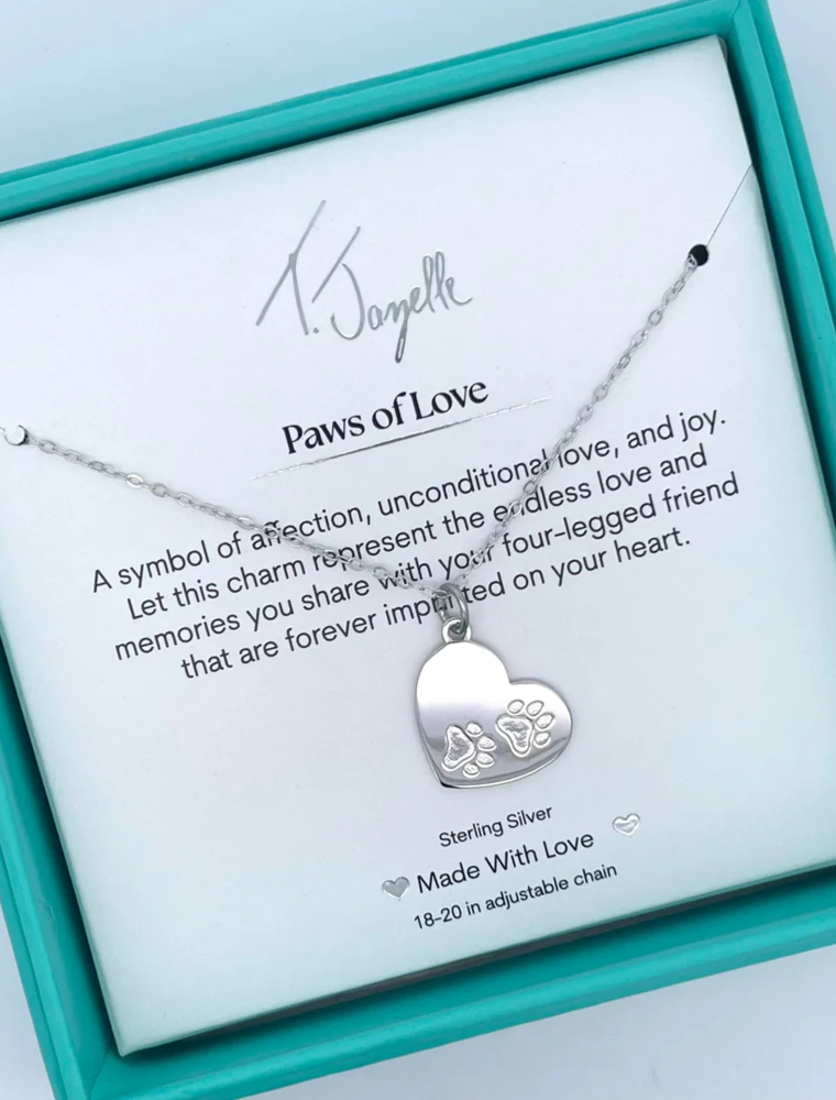 TJAZELLE Paws of Love Charm Necklace in Silver