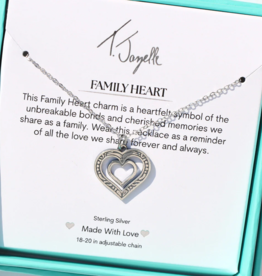 TJAZELLE Family Heart Charm Necklace in Silver