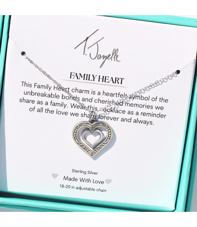 Family Heart Charm Necklace in Silver
