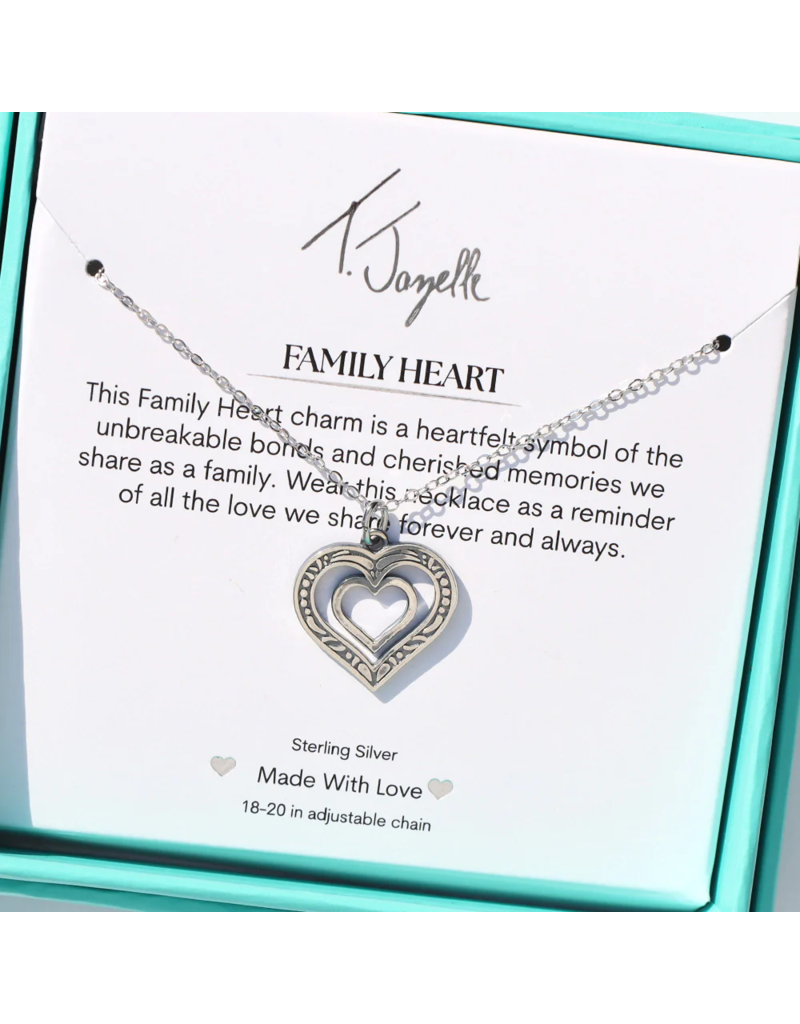 TJAZELLE Family Heart Charm Necklace in Silver