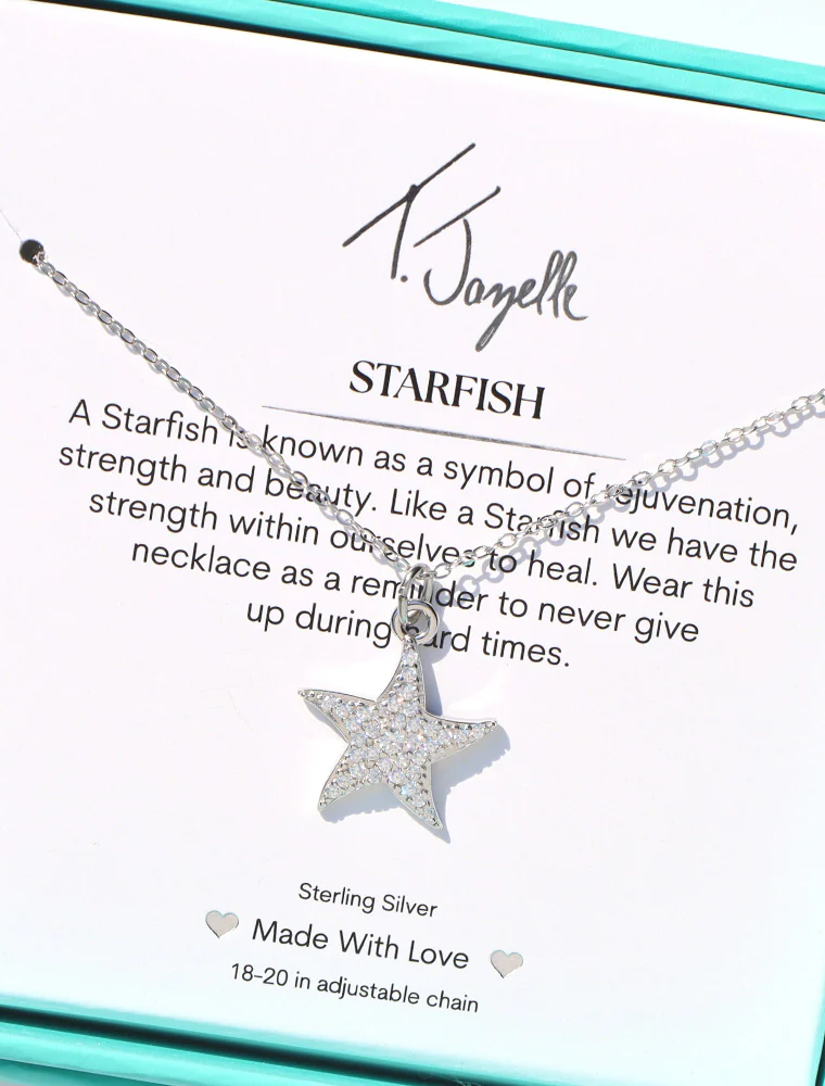 TJAZELLE Starfish Charm Necklace in Silver