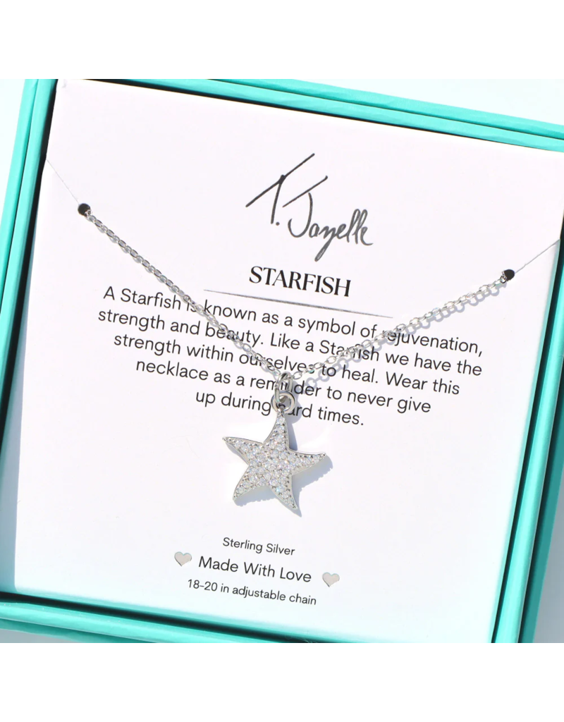 TJAZELLE Starfish Charm Necklace in Silver