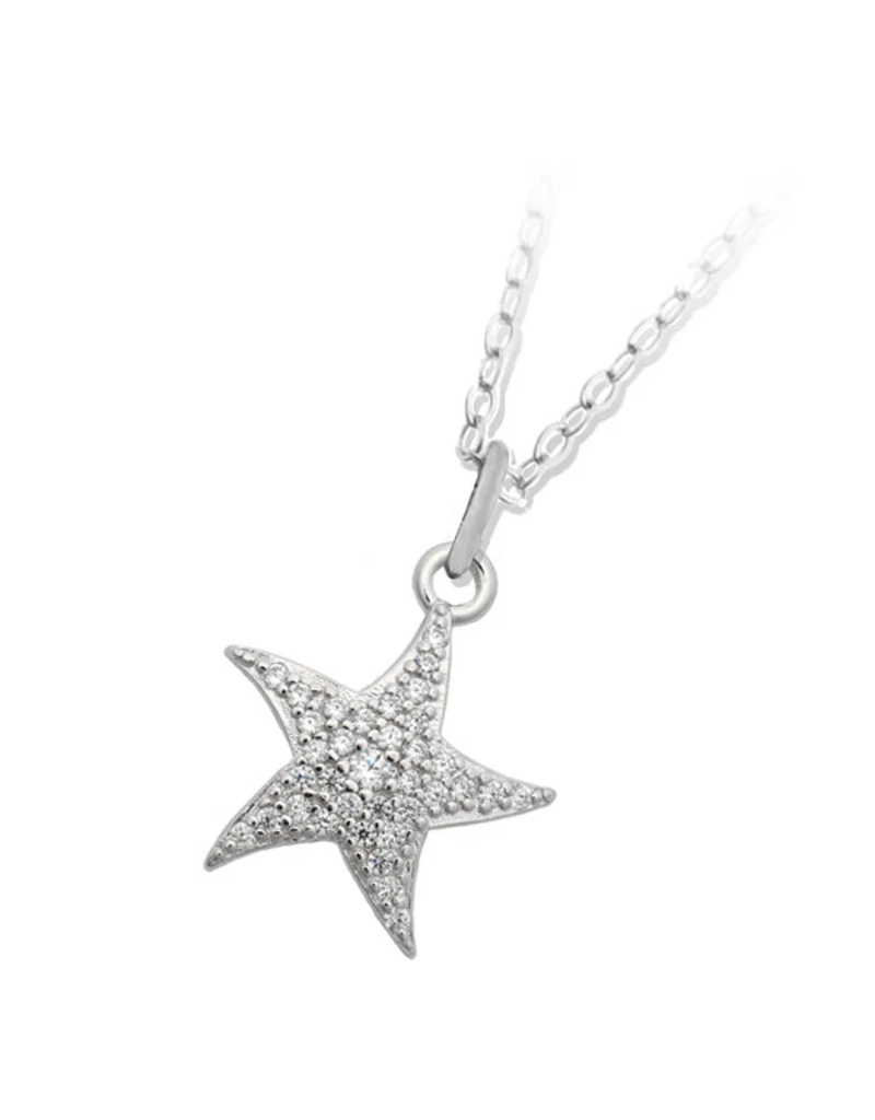 TJAZELLE Starfish Charm Necklace in Silver