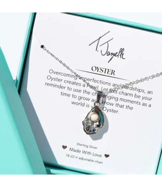TJAZELLE Oyster Charm Necklace in Silver