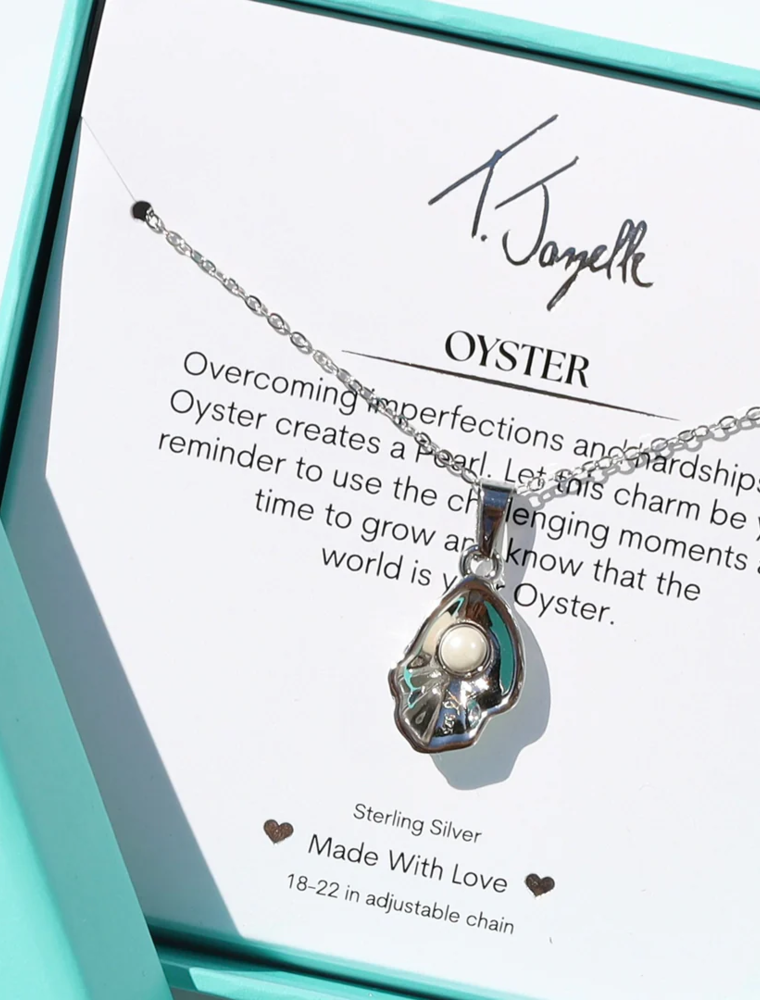 TJAZELLE Oyster Charm Necklace in Silver