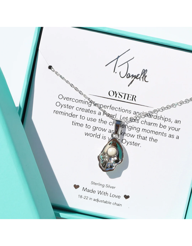 TJAZELLE  Oyster Charm Necklace in Silver