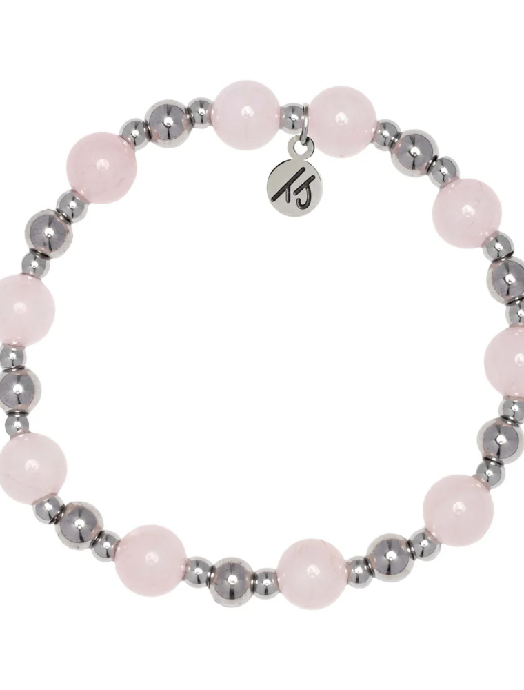 TJAZELLE Day By Day Bracelet in Rose Quartz & Silver