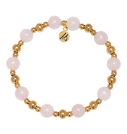 TJAZELLE Day By Day Bracelet in Rose Quartz & Gold