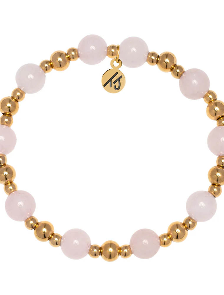 TJAZELLE Day By Day Bracelet in Rose Quartz & Gold
