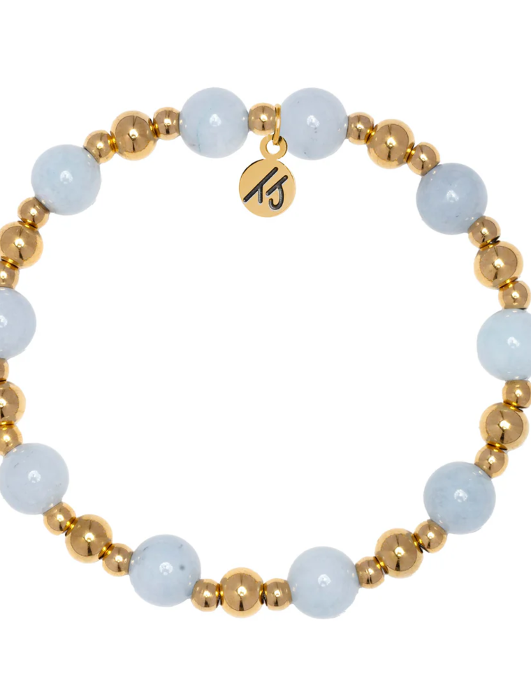 TJAZELLE Day By Day Bracelet in Blue Aquamarine & Gold