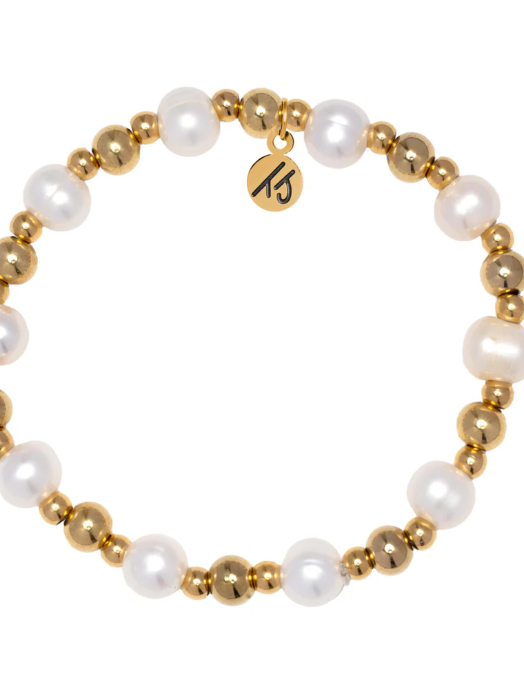 TJAZELLE Day By Day Bracelet in Pearl & Gold