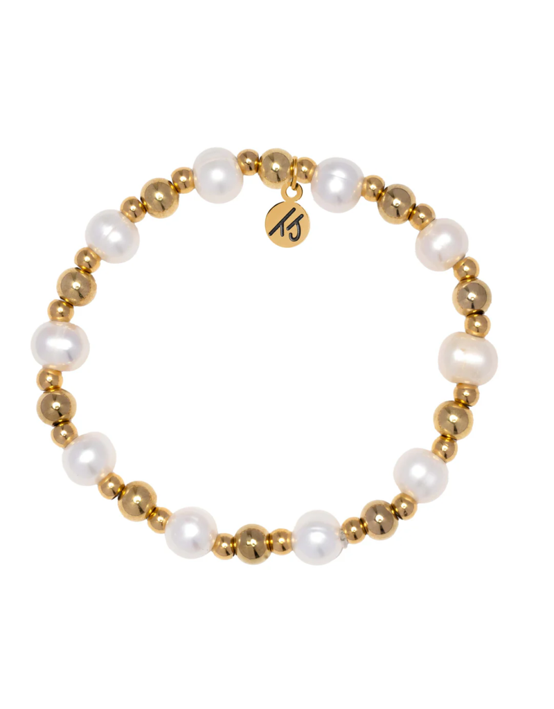 TJAZELLE Day By Day Bracelet in Pearl & Gold