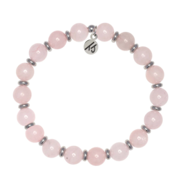 TJAZELLE Empowered Elegance Bracelet in Rose Quartz & Silver