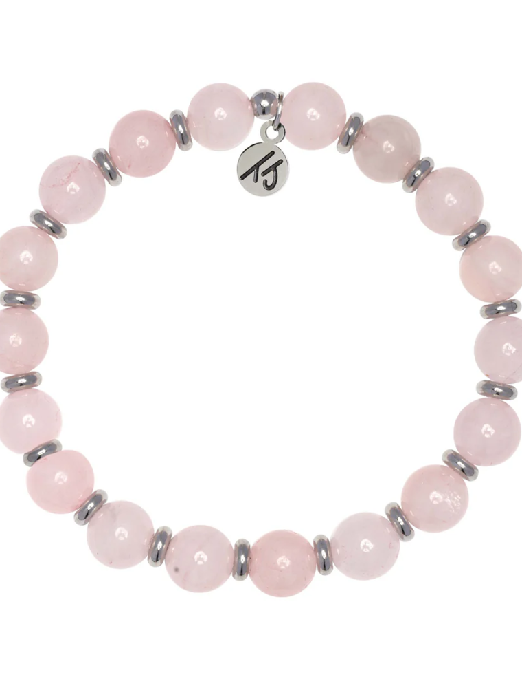 TJAZELLE Empowered Elegance Bracelet in Rose Quartz & Silver
