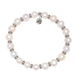 TJAZELLE Empowered Elegance Bracelet in Pearl & Silver