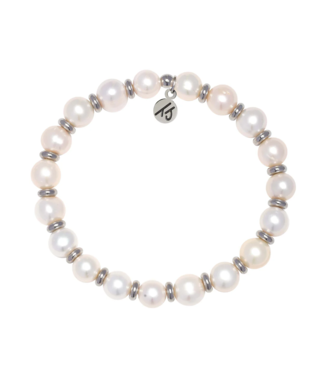 TJAZELLE Empowered Elegance Bracelet in Pearl & Silver