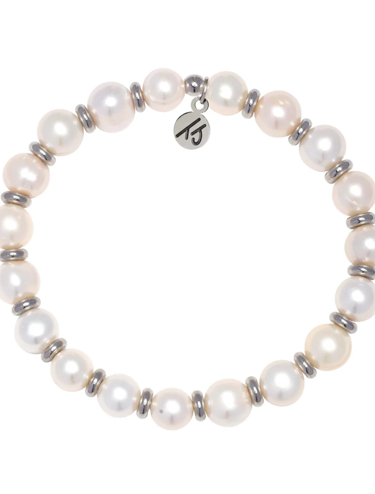TJAZELLE Empowered Elegance Bracelet in Pearl & Silver