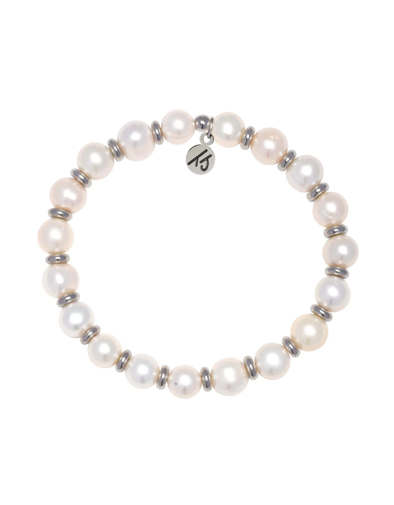 TJAZELLE Empowered Elegance Bracelet in Pearl & Silver