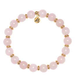 TJAZELLE Empowered Elegance Bracelet in Rose Quartz & Gold