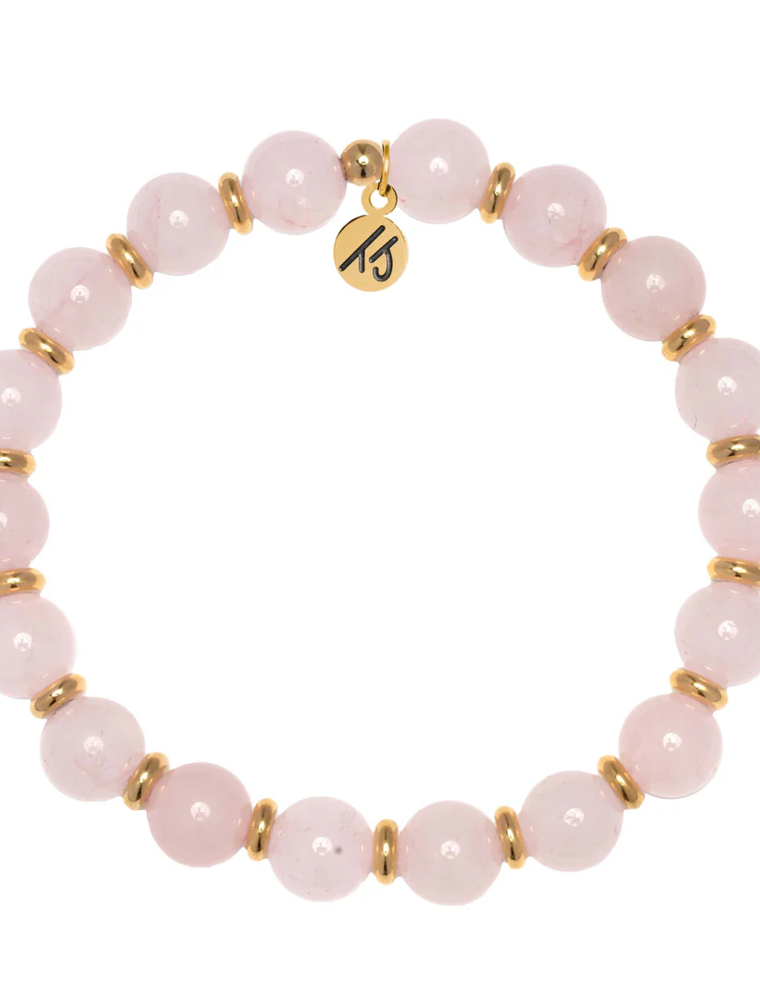 TJAZELLE Empowered Elegance Bracelet in Rose Quartz & Gold