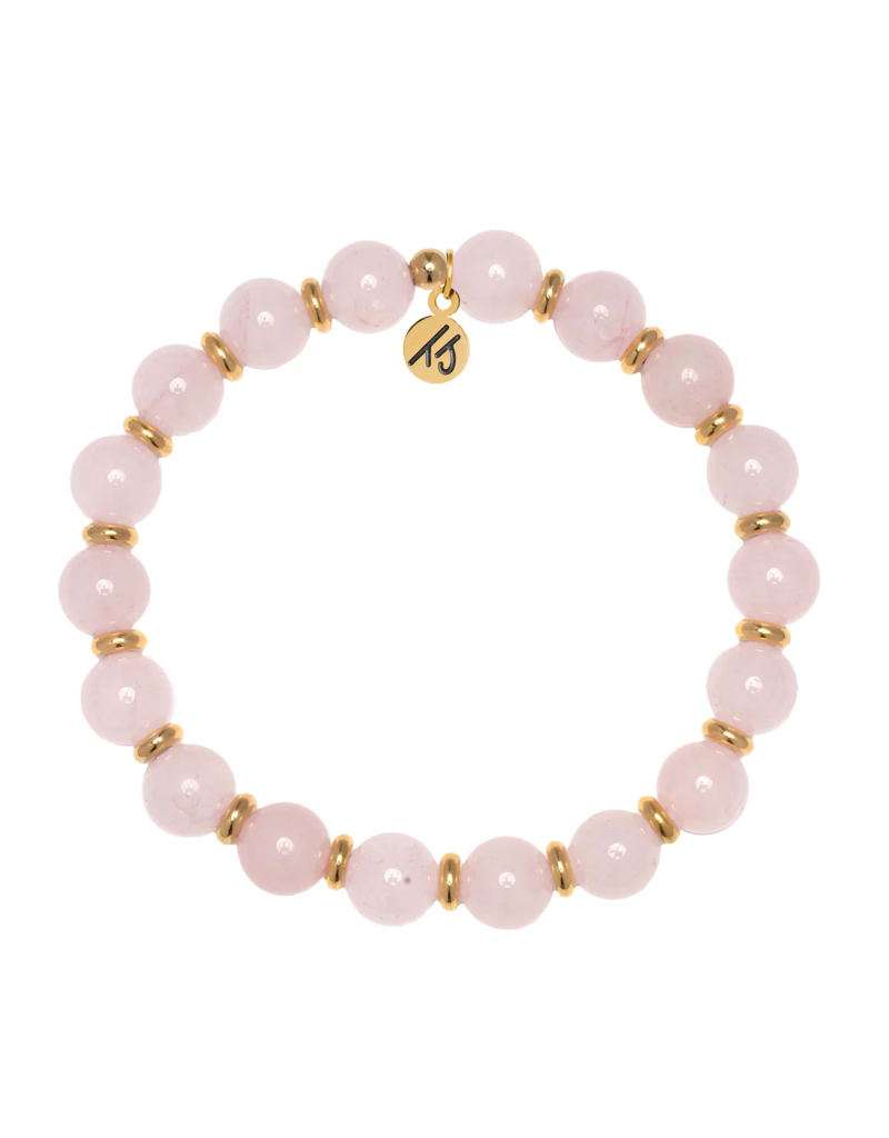TJAZELLE Empowered Elegance Bracelet in Rose Quartz & Gold