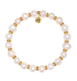 TJAZELLE Empowered Elegance Bracelet in Pearl & Gold
