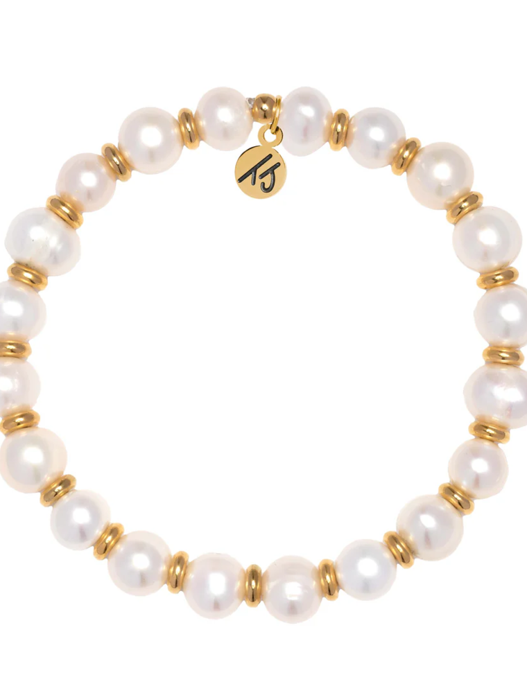 TJAZELLE Empowered Elegance Bracelet in Pearl & Gold