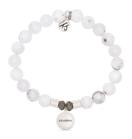 TJAZELLE Grandma Endless Love Bracelet in White Chalcedony & Silver