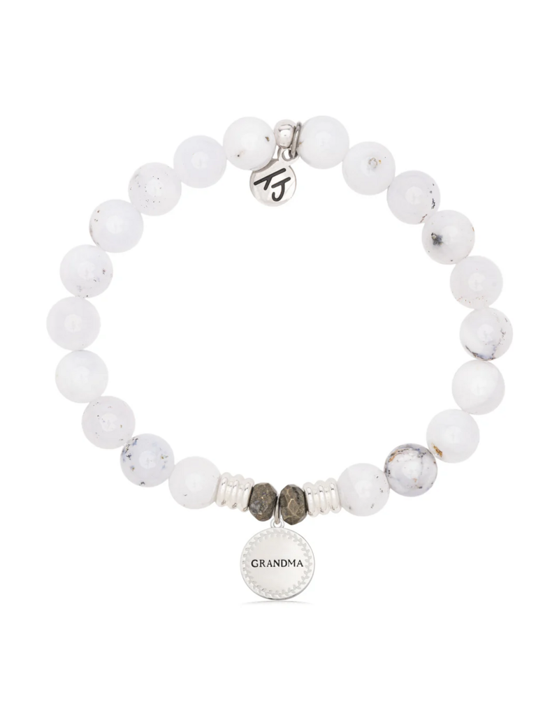 TJAZELLE Grandma Endless Love Bracelet in White Chalcedony & Silver