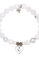 TJAZELLE Piece of My Heart Bracelet in White Chalcedony & Silver