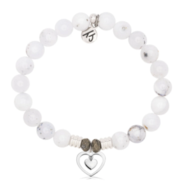 TJAZELLE Piece of My Heart Bracelet in White Chalcedony & Silver